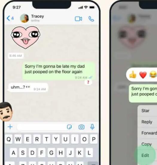 WhatsApp消息编辑功能适用于所有用户
