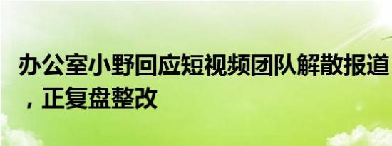 办公室小野回应短视频团队解散报道：不属实，正复盘整改