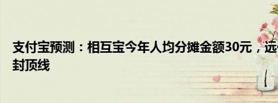 支付宝预测：相互宝今年人均分摊金额30元，远低于188元封顶线