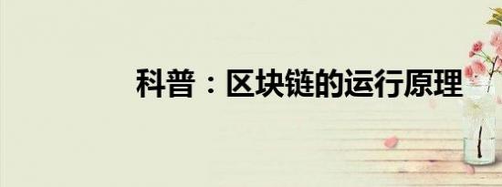科普：区块链的运行原理