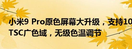 小米9 Pro原色屏幕大升级，支持103.8% NTSC广色域，无级色温调节