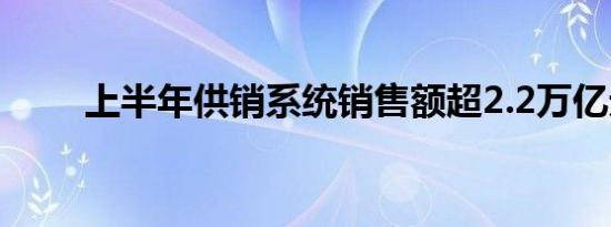 上半年供销系统销售额超2.2万亿元