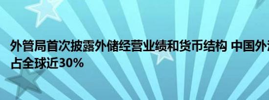 外管局首次披露外储经营业绩和货币结构 中国外汇储备规模占全球近30%