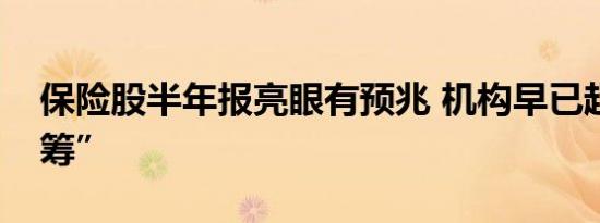 保险股半年报亮眼有预兆 机构早已超配“抢筹”