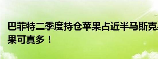 巴菲特二季度持仓苹果占近半马斯克感叹：苹果可真多！
