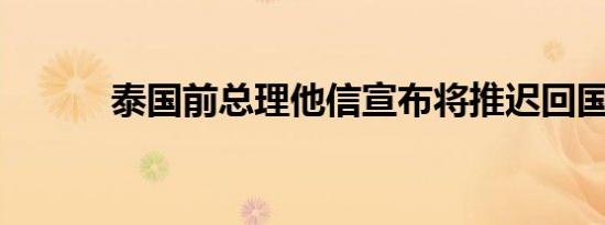泰国前总理他信宣布将推迟回国