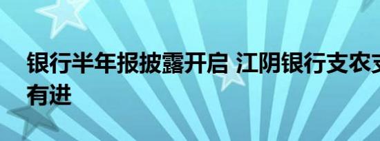 银行半年报披露开启 江阴银行支农支小稳中有进