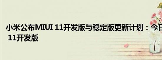 小米公布MIUI 11开发版与稳定版更新计划：今日发布MIUI 11开发版