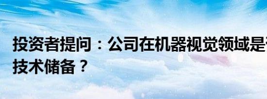 投资者提问：公司在机器视觉领域是否有相关技术储备？