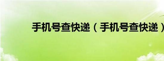 手机号查快递（手机号查快递）