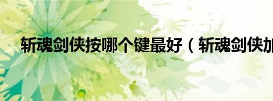 斩魂剑侠按哪个键最好（斩魂剑侠加点）