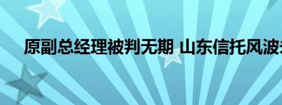 原副总经理被判无期 山东信托风波未息