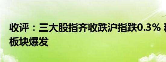 收评：三大股指齐收跌沪指跌0.3% 稀有金属板块爆发