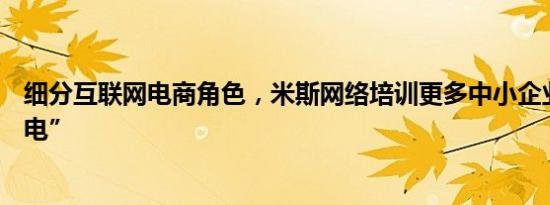 细分互联网电商角色，米斯网络培训更多中小企业正确“触电”