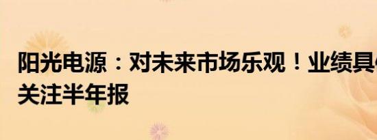 阳光电源：对未来市场乐观！业绩具体情况可关注半年报
