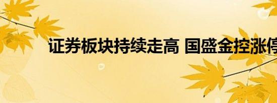 证券板块持续走高 国盛金控涨停