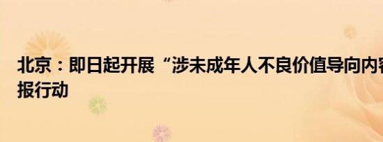 北京：即日起开展“涉未成年人不良价值导向内容”专项举报行动
