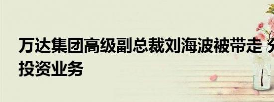 万达集团高级副总裁刘海波被带走 分管集团投资业务