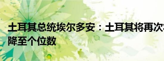 土耳其总统埃尔多安：土耳其将再次将通胀率降至个位数
