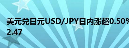 美元兑日元USD/JPY日内涨超0.50%现报142.47