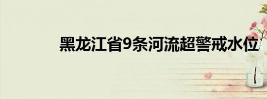 黑龙江省9条河流超警戒水位