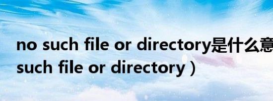 no such file or directory是什么意思（no such file or directory）