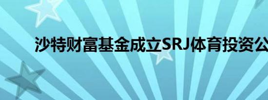沙特财富基金成立SRJ体育投资公司