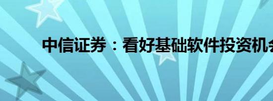 中信证券：看好基础软件投资机会