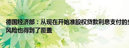 德国经济部：从现在开始准股权贷款利息支付的兑换和转移风险也得到了覆盖