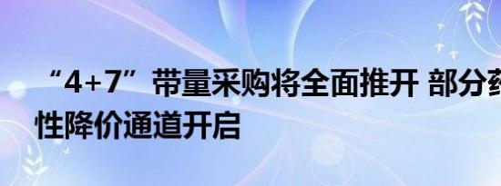 “4+7”带量采购将全面推开 部分药品全国性降价通道开启