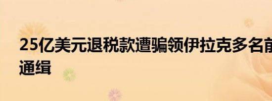 25亿美元退税款遭骗领伊拉克多名前高官被通缉