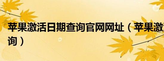 苹果激活日期查询官网网址（苹果激活日期查询）