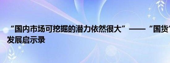 “国内市场可挖掘的潜力依然很大”——“国货”领军企业发展启示录