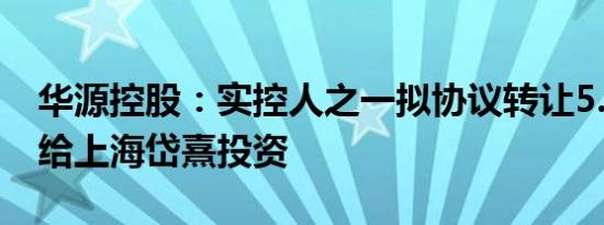 华源控股：实控人之一拟协议转让5.2%股份给上海岱熹投资
