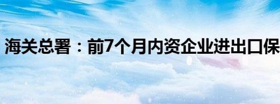 海关总署：前7个月内资企业进出口保持增长