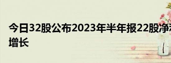 今日32股公布2023年半年报22股净利润同比增长