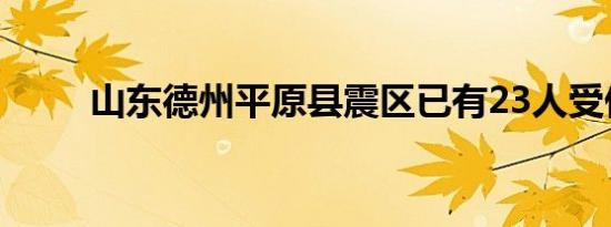 山东德州平原县震区已有23人受伤