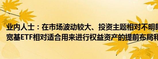 业内人士：在市场波动较大、投资主题相对不明朗的情况下 宽基ETF相对适合用来进行权益资产的提前布局和配置