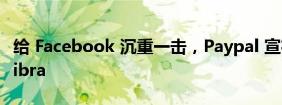 给 Facebook 沉重一击，Paypal 宣布退出 Libra
