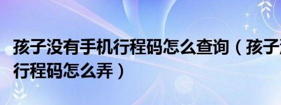 孩子没有手机行程码怎么查询（孩子没有手机行程码怎么弄）