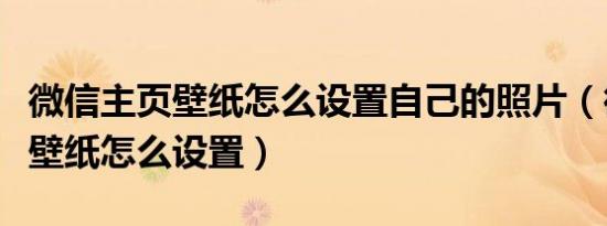 微信主页壁纸怎么设置自己的照片（微信主页壁纸怎么设置）
