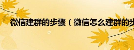 微信建群的步骤（微信怎么建群的步骤）