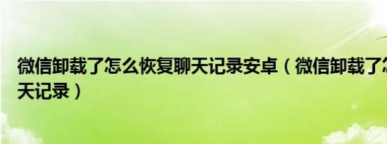 微信卸载了怎么恢复聊天记录安卓（微信卸载了怎么恢复聊天记录）