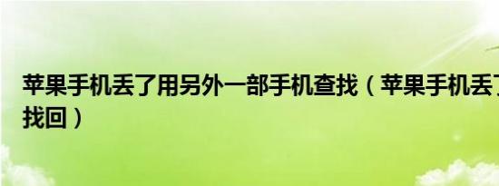 苹果手机丢了用另外一部手机查找（苹果手机丢了怎么定位找回）