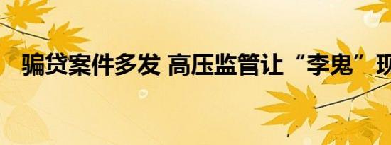 骗贷案件多发 高压监管让“李鬼”现原形