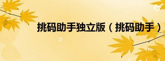 挑码助手独立版（挑码助手）