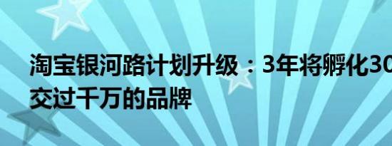 淘宝银河路计划升级：3年将孵化3000个成交过千万的品牌
