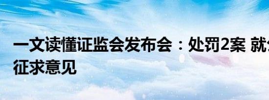 一文读懂证监会发布会：处罚2案 就公募侧袋征求意见
