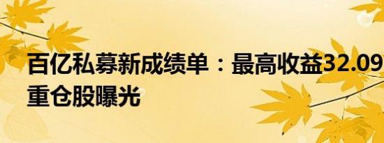 百亿私募新成绩单：最高收益32.09%  冯柳重仓股曝光