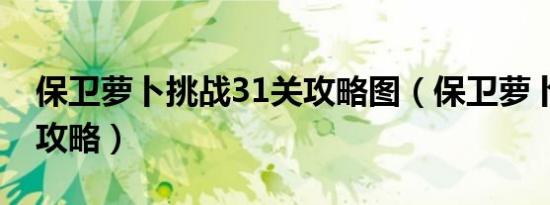 保卫萝卜挑战31关攻略图（保卫萝卜31挑战攻略）